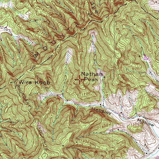 Topographic Map of Nathan Peak, TN