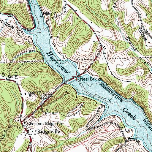 Topographic Map of Neal Bridge, TN