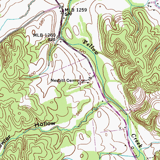 Topographic Map of Nesbitt Cemetery, TN