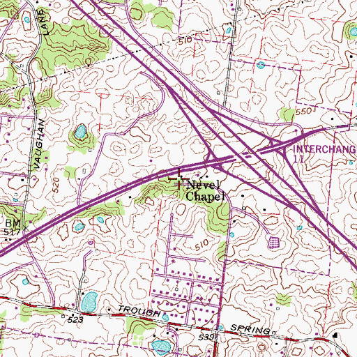 Topographic Map of Nevel Chapel, TN
