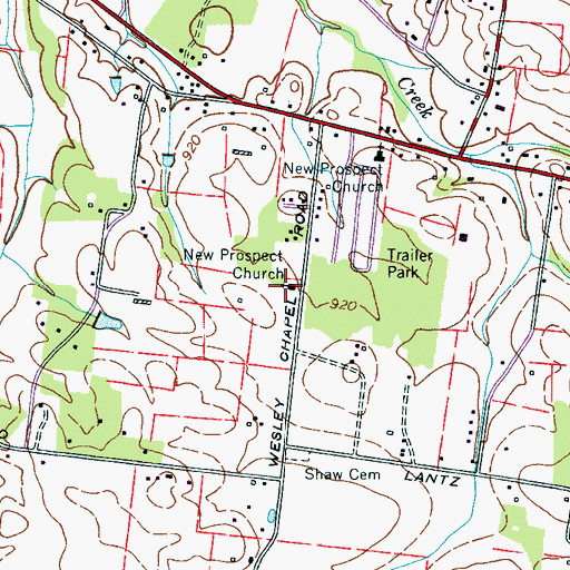 Topographic Map of New Prospect Church, TN
