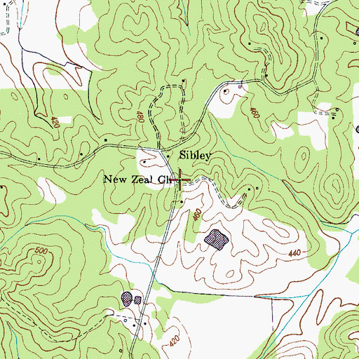 Topographic Map of New Zeal Church, TN
