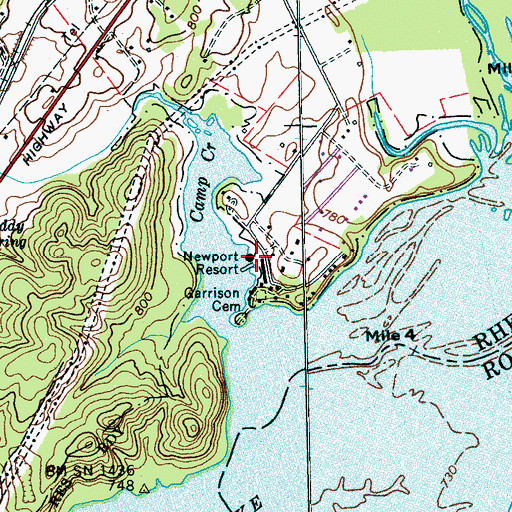 Topographic Map of Newport Resort, TN