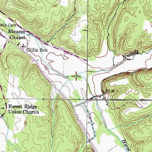Topographic Map of Nichols Branch, TN