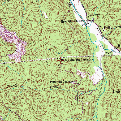 Topographic Map of Nick Patterson Cemetery, TN