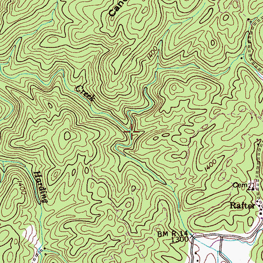 Topographic Map of Nickels Branch, TN