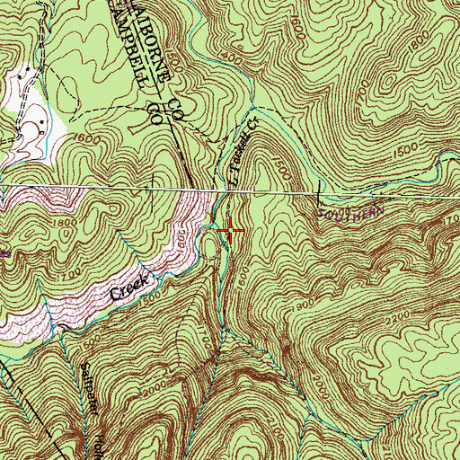 Topographic Map of No Business Hollow, TN
