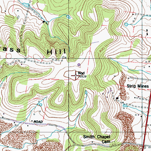 Topographic Map of Nodgrass Hill, TN