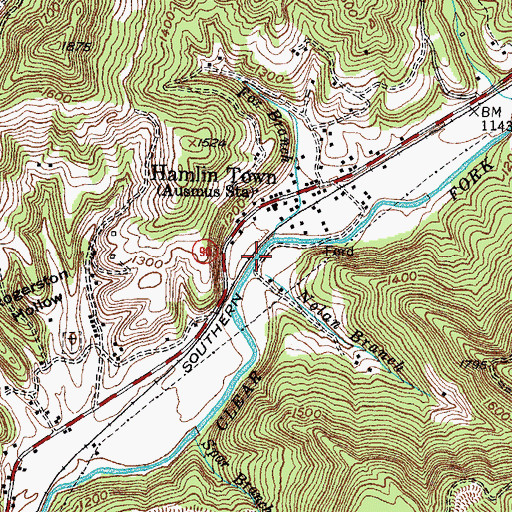 Topographic Map of Nolan Branch, TN