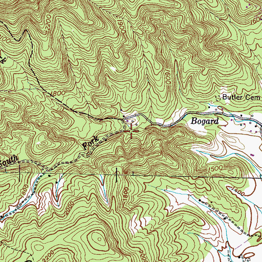 Topographic Map of North Fork Bogard Creek, TN