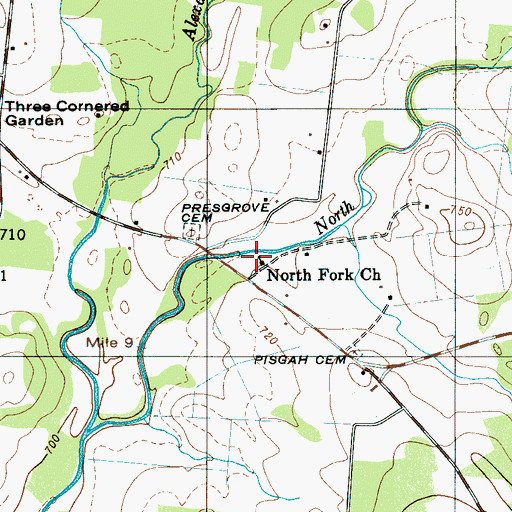 Topographic Map of North Fork Church, TN