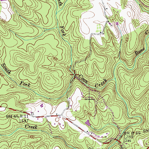 Topographic Map of North Fork Coon Creek, TN