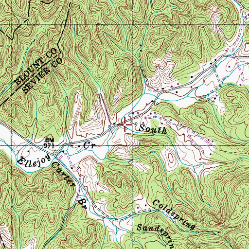 Topographic Map of North Fork Ellejoy Creek, TN