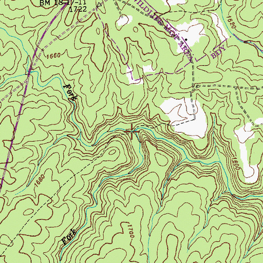 Topographic Map of North Fork Elmore Creek, TN