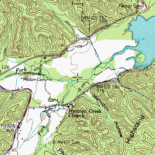 Topographic Map of North Fork Harmon Creek, TN