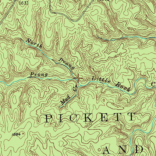 Topographic Map of North Prong Little Rock Creek, TN