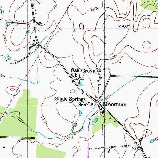 Topographic Map of Oak Grove Church, TN