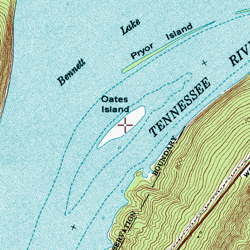 Topographic Map of Oates Island, TN