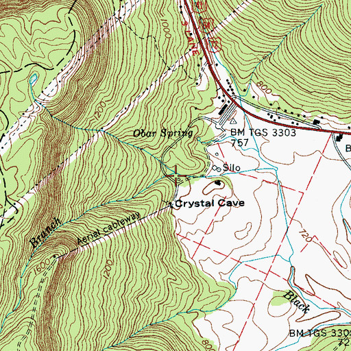 Topographic Map of Obar Branch, TN