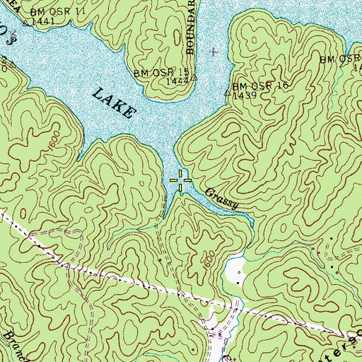 Topographic Map of Ocoee Number Three Lake, TN