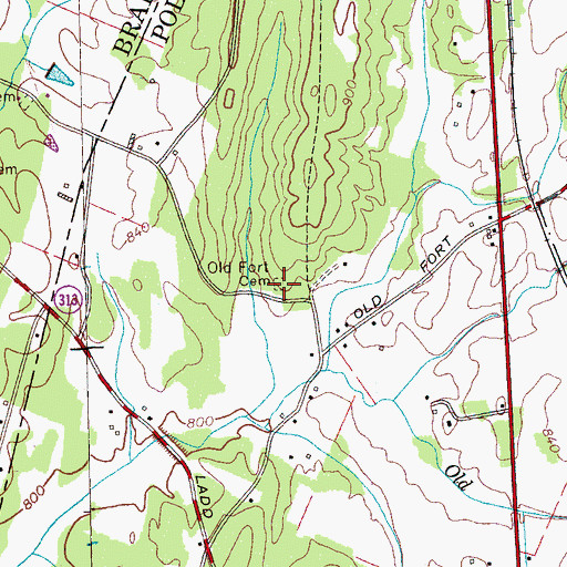 Topographic Map of Old Fort Cemetery, TN