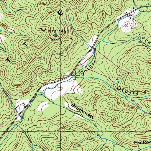Topographic Map of Oldfield Branch, TN