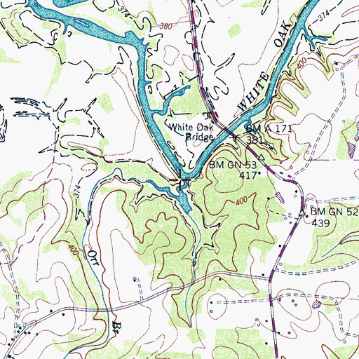Topographic Map of Orr Branch, TN