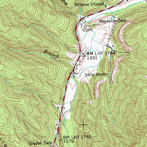 Topographic Map of Owens Branch, TN