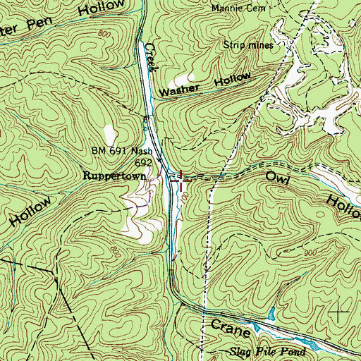 Topographic Map of Owl Hollow, TN