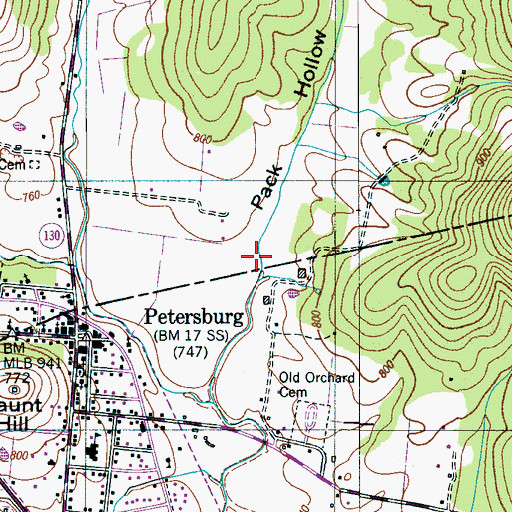 Topographic Map of Pack Hollow, TN