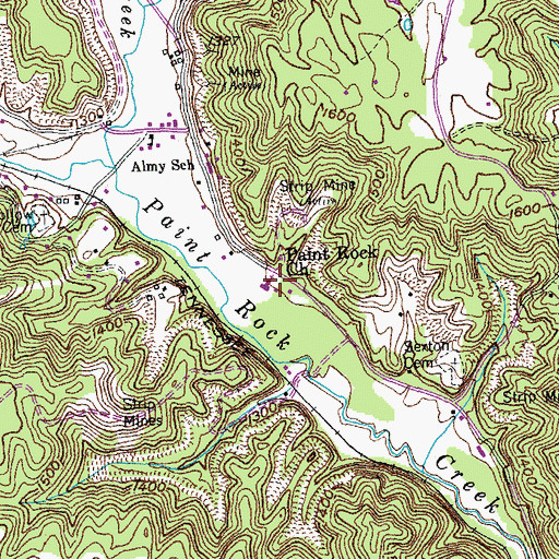 Topographic Map of Paint Rock Church, TN