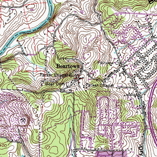 Topographic Map of Parker Chapel School, TN