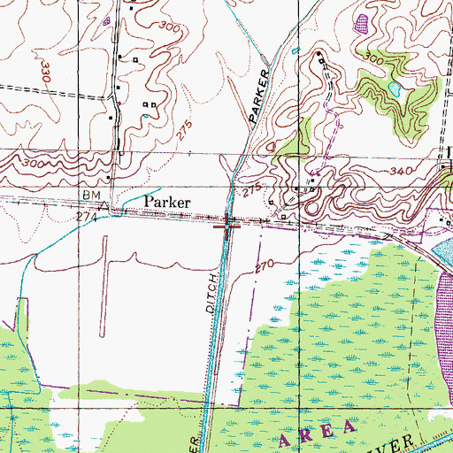 Topographic Map of Parker Ditch, TN
