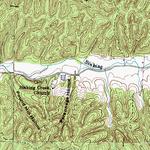 Topographic Map of Parsonage Hollow, TN