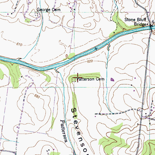 Topographic Map of Patterson Cemetery, TN