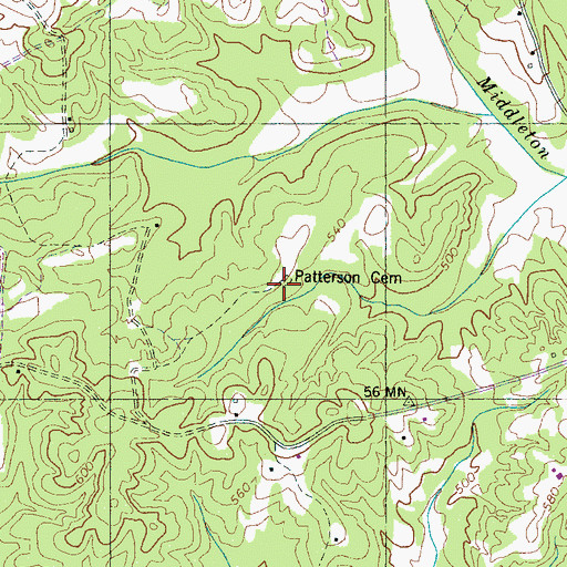 Topographic Map of Patterson Cemetery, TN