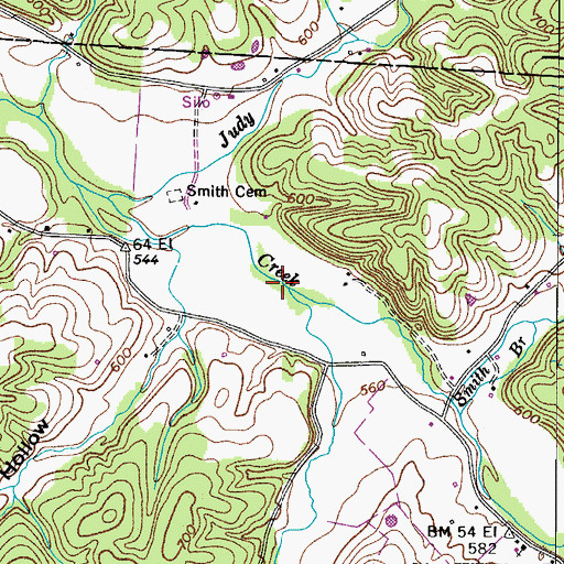 Topographic Map of Peach Creek, TN