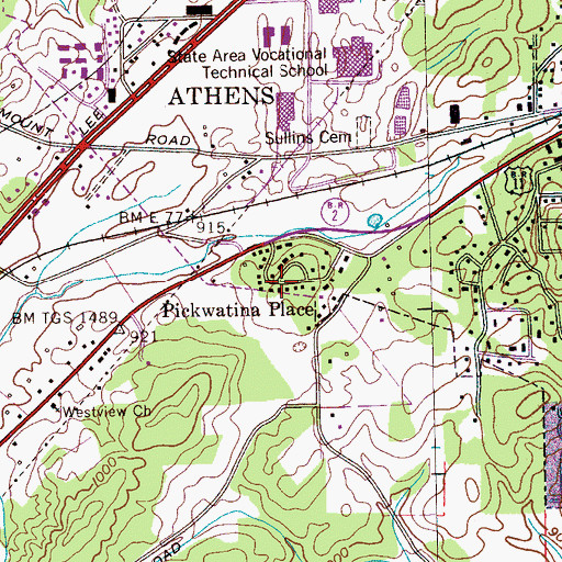 Topographic Map of Pickwatina Place, TN