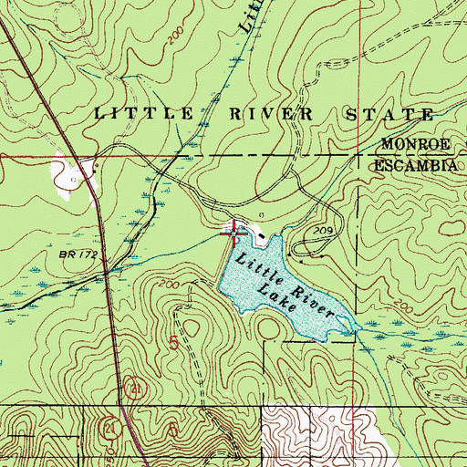 Topographic Map of Little River State Park Dam, AL