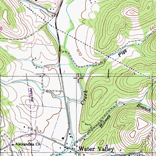 Topographic Map of Pigg Branch, TN