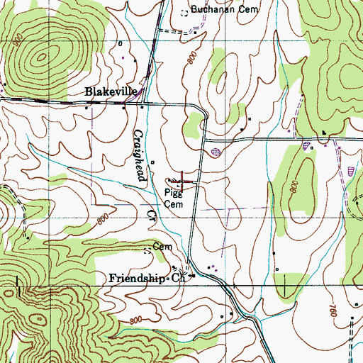 Topographic Map of Pigg Cemetery, TN