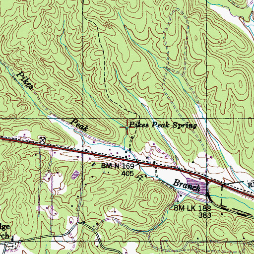 Topographic Map of Pikes Peak Spring, TN