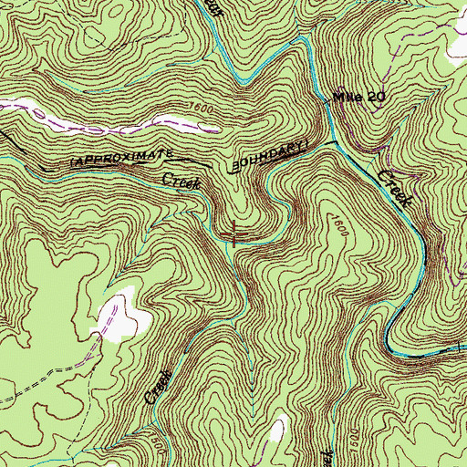 Topographic Map of Pine Creek, TN