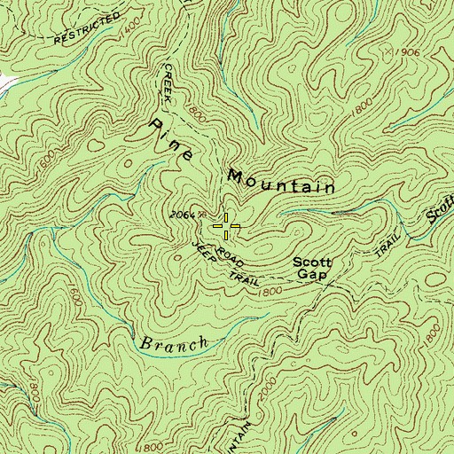 Topographic Map of Pine Mountain, TN