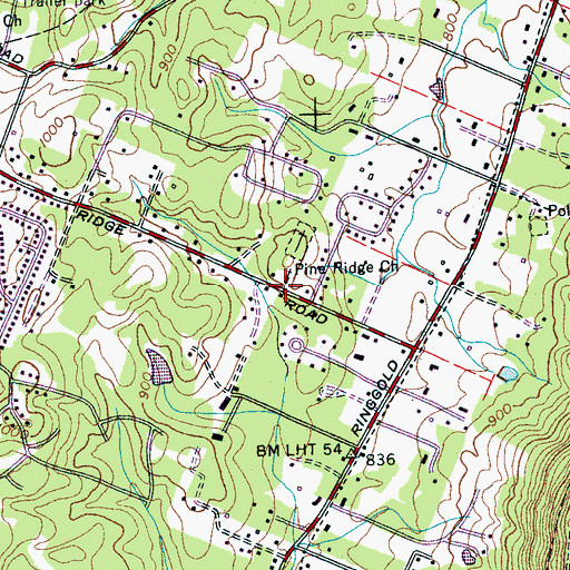 Topographic Map of Pine Ridge Church, TN