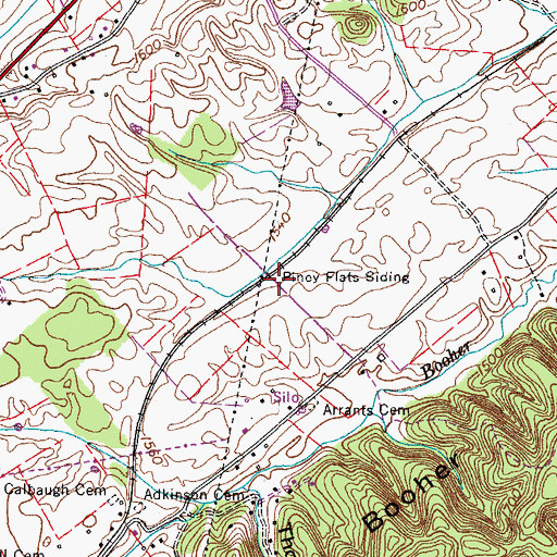 Topographic Map of Piney Flats Siding, TN