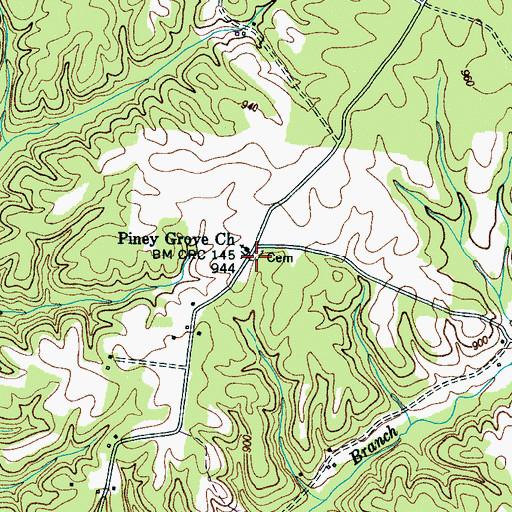 Topographic Map of Piney Grove Church, TN
