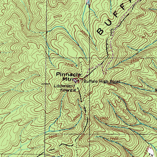 Topographic Map of Pinnacle Mountain, TN