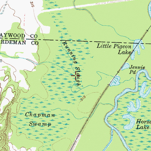 Topographic Map of Pinner Creek, TN