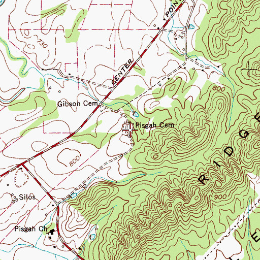 Topographic Map of Pisgah Cemetery, TN
